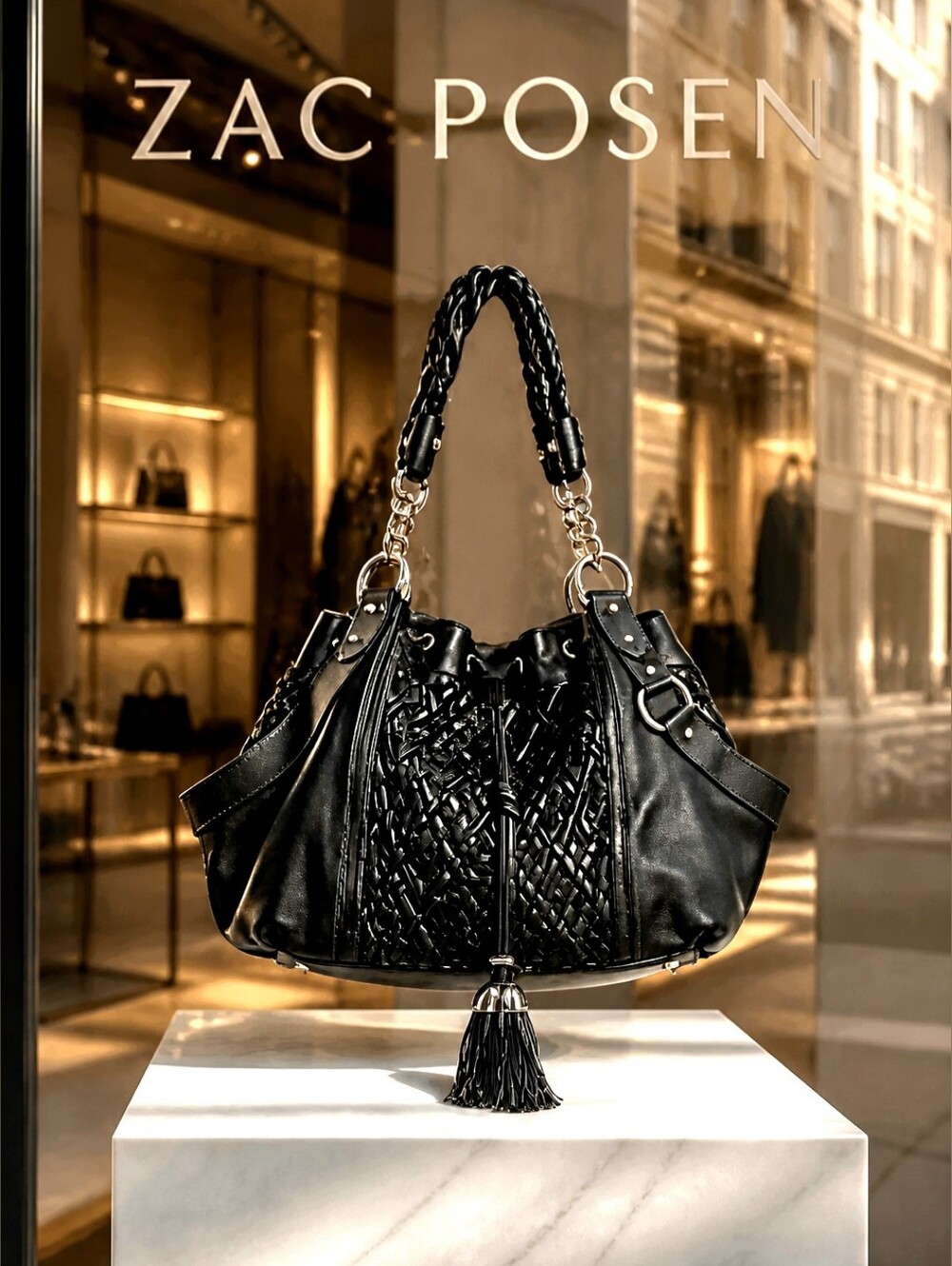 Zac Posen Beatrice Woven Leather Pumpkin Bag With COA